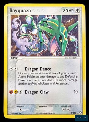 un gros plan d'une carte Pokémon sur laquelle figure un dragon