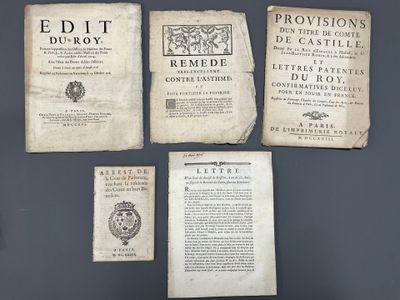 LOT comprenant : -Edit du roy portant fuppreffion des office…