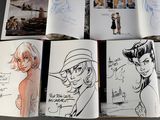 sketches of a woman in a hat and a man in a hat and a woman in a hat and a man in a hat and a woman in a hat