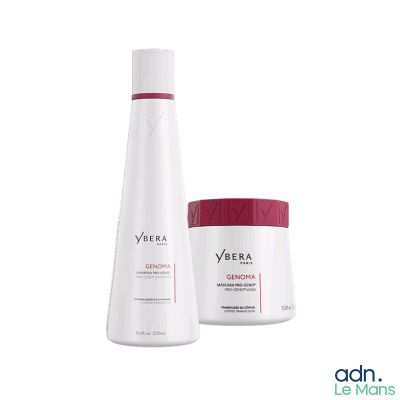 un flacon et un pot de produits de soins capillaires sur fond blanc