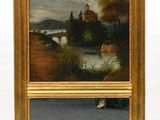 an image of a painting of a landscape with a river in the foreground