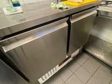 a stainless steel counter top in a commercial kitchen