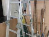 a ladder that is leaning against a wall in a room