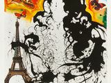 a poster with a picture of a man and a woman in paris