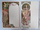 four cards with a picture of a woman in a dress and a lady in a dress