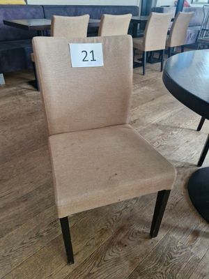 a chair that has a number on the back of it