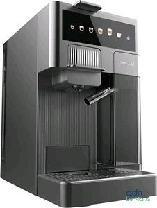 une image d'une machine à café noire sur fond blanc