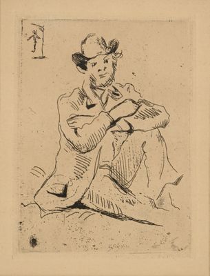 l'image d'un dessin d'un homme assis sur le sol