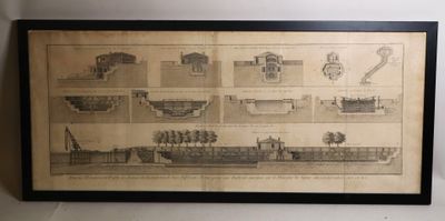un vieux dessin représentant un navire, exposé dans un cadre noir