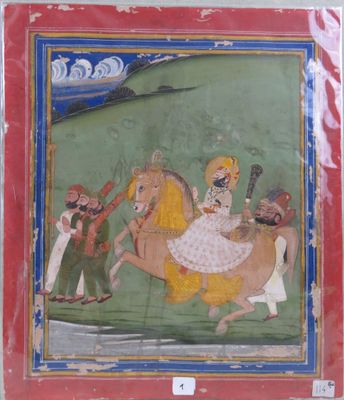 an image of a painting of a man riding a horse with a woman on it