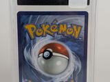 a close up of a pokemon card in a plastic case