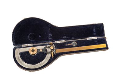 a guitar case with a key in it on a white background