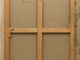 a painting of a wooden frame with a drawing on it