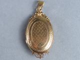 an image of a gold locke with a medallion on it