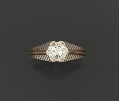 Solitaire, en or gris 18K 750 millièmes, orné d'un diamant d…