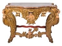 Paire de magnifiques consoles en bois sculpté, doré et polyc… (photo 3)