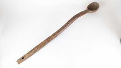a wooden spoon and a wooden spoon on a white surface