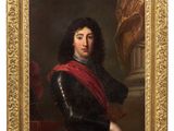 a painting of a man in armor in a gold frame