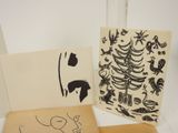 two cards with a drawing of a christmas tree on them