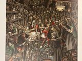 a picture of a painting of people in a bar