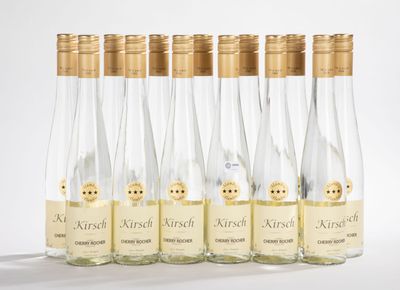 six bouteilles de vin sont alignées sur une surface blanche