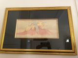 a picture of a painting hanging on the wall above a mirror