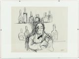 an image of a drawing of a woman sitting at a bar