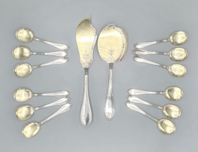 six silver spoons and six silver spoons arranged in a circle