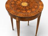 une image représentant une table avec un plateau et des pieds en bois