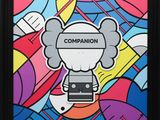painting of a cartoon character with the word companion on it ' s head
