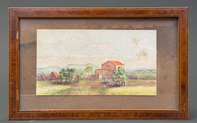 E. NICOLAS Paysage d' Auvergne daté 1910