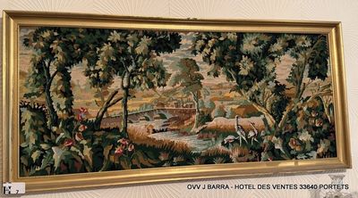 Canevas, paysage à la fôret et au pont