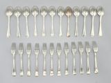 a set of eight silverplated forks and spoons