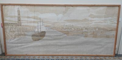 Un dessin sur papier en jus de cigare vue de l'entrée du Por…