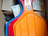 a cardboard box with a bunch of toys inside of it