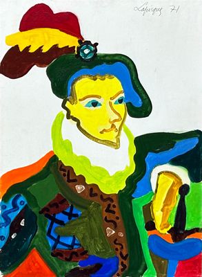 une image représentant un tableau d'un homme portant un chapeau et une veste