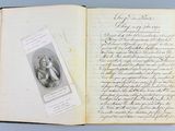 an open book with a picture of a woman on it