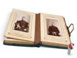 two old photos of men in military uniforms on a book
