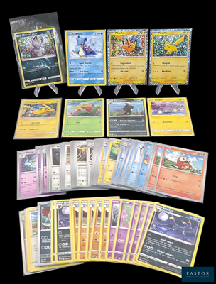 many pokemon cards on a black background with a black background