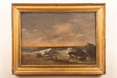 Philippe-Auguste JEANRON (1809-1877) Les pies sur la plage