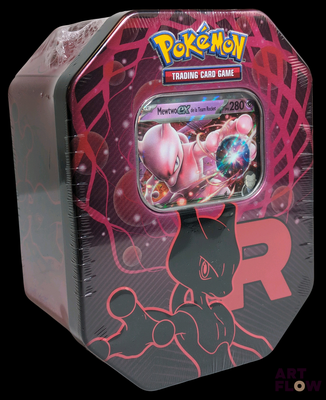 a box of pokemon trading card game items on a black background