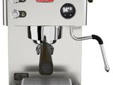 a close up of a coffee machine on a white background