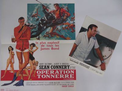 two movie posters of men and women in bikinis on a white background