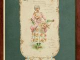 une vieille photo représentant une femme en robe tenant un panier de fleurs