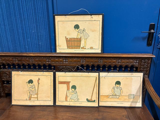 4 cartes scolaire « Vocabulaire et langage par F. NATHAN, Paris