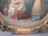 a picture of a painting of a woman holding a baby