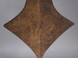 an image of a wooden table with a metal top