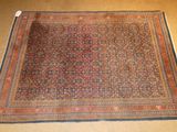 an old rug on the floor with a tag on it