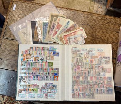 a book with stamps on it sitting on a table