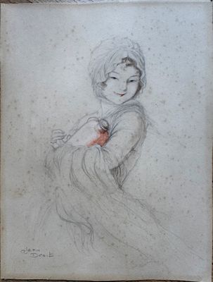 drawing of a woman holding a baby in her arms